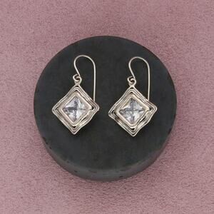 shablool didae sterling silver clear cz dangle earrings